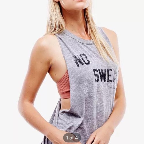 Free People Black and White Muscle Tee with Open Back - Picture 1 of 4